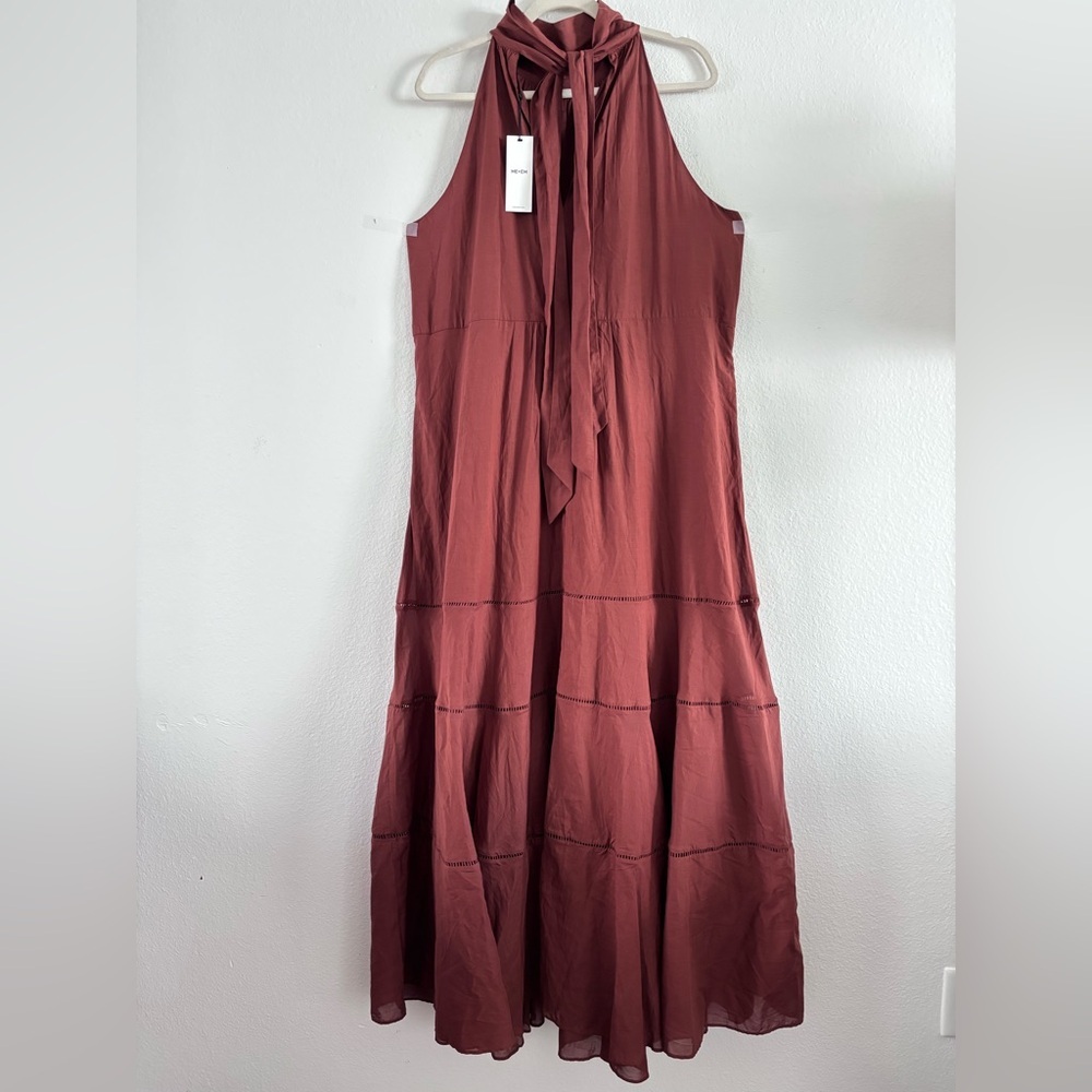 ME+EM Cotton Voile Halterneck Full-Length Dress - NWT - Cinnamon Size: 12 - Picture 10 of 15